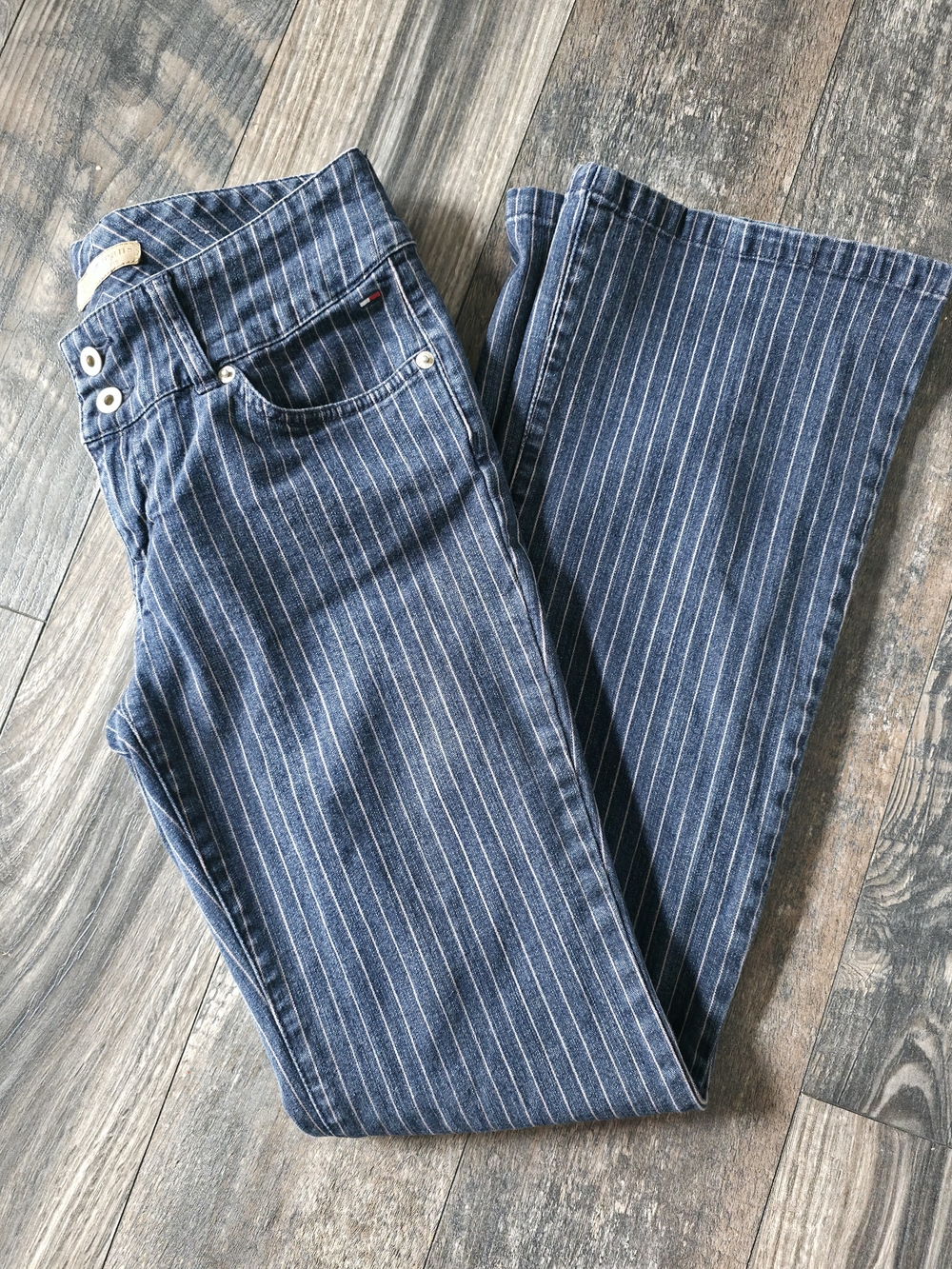 Tommy Hilfiger Navy Pinstripe Wide-Leg Jeans